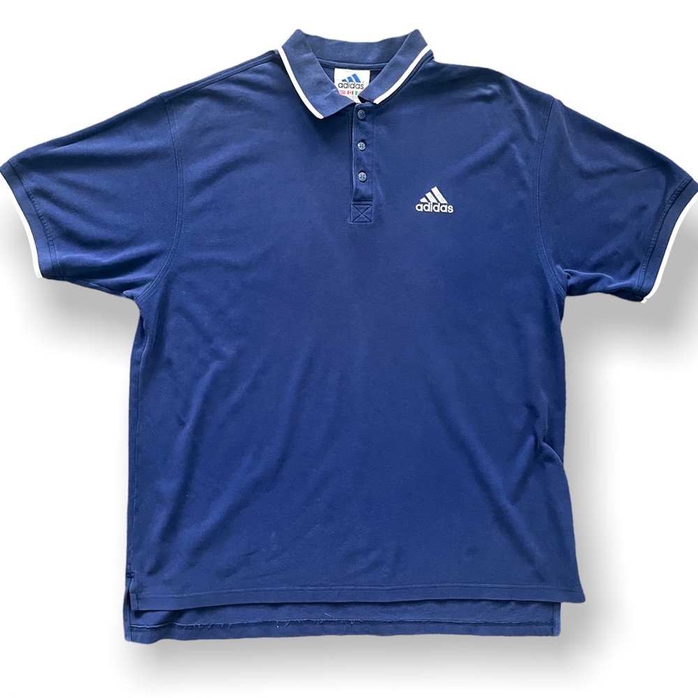 Vintage X-Large Adidas Navy Blue Polo Shirt